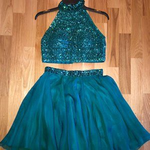 Sherri Hill Beaded Halter Top Dress